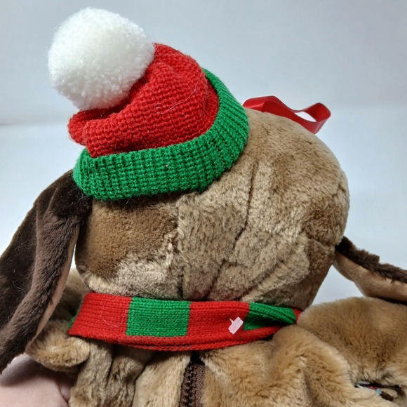 Rennoc Santas Best 3D Brown Dog Christmas Stocking 20" With Pockets - Picture 14 of 14